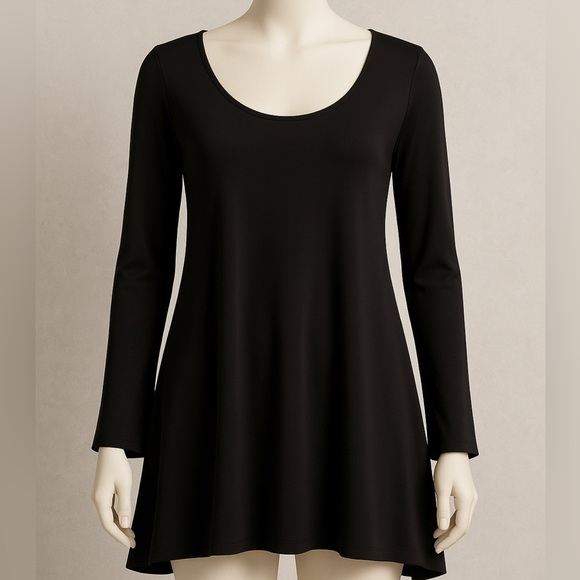 Bryn Walker Black Long Sleeve Swing Tunic Top Made in USA Size 1X - Picture 1 of 13